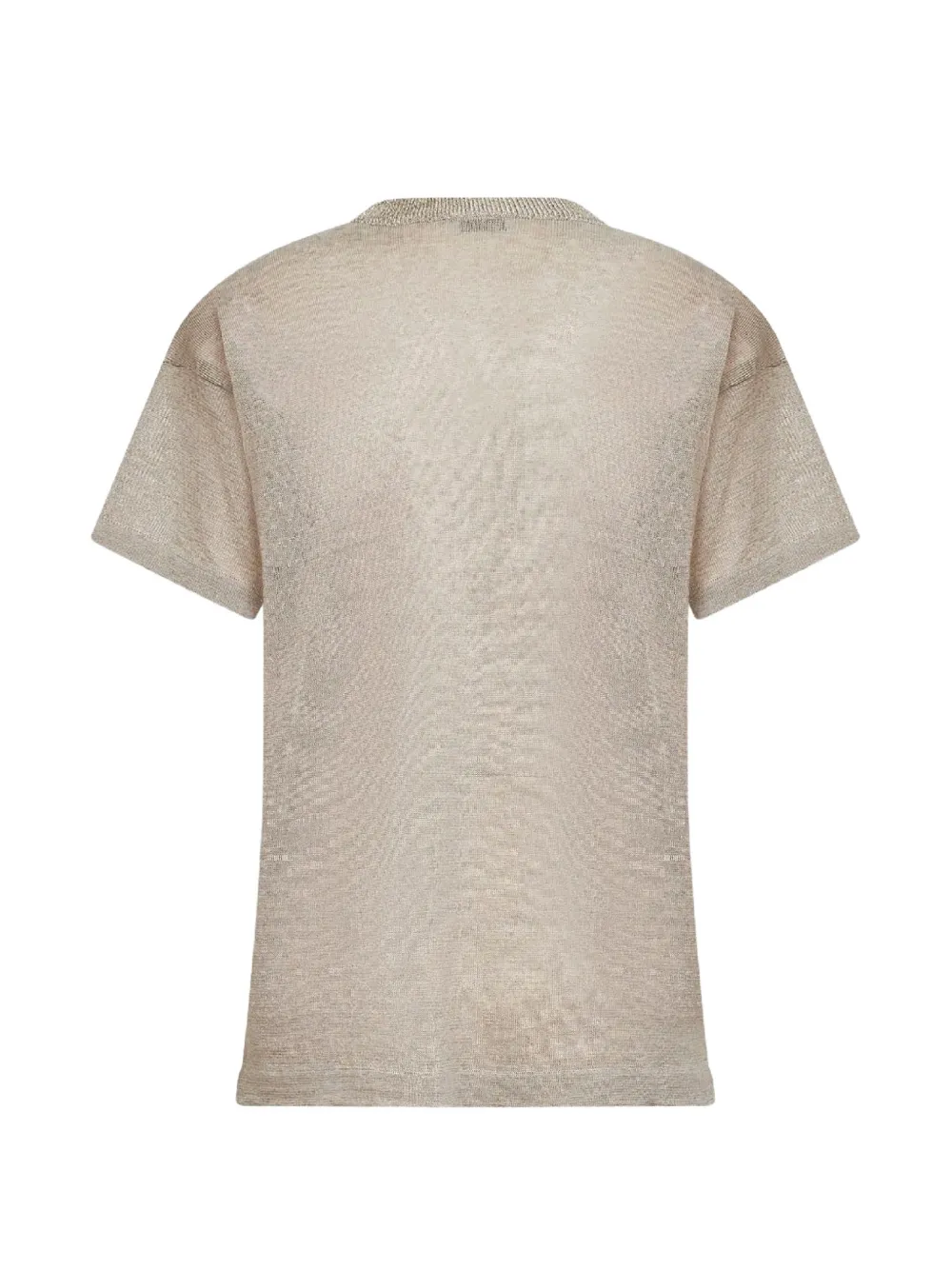 Brunello Cucinelli Ribgebreide trui met korte mouwen Beige