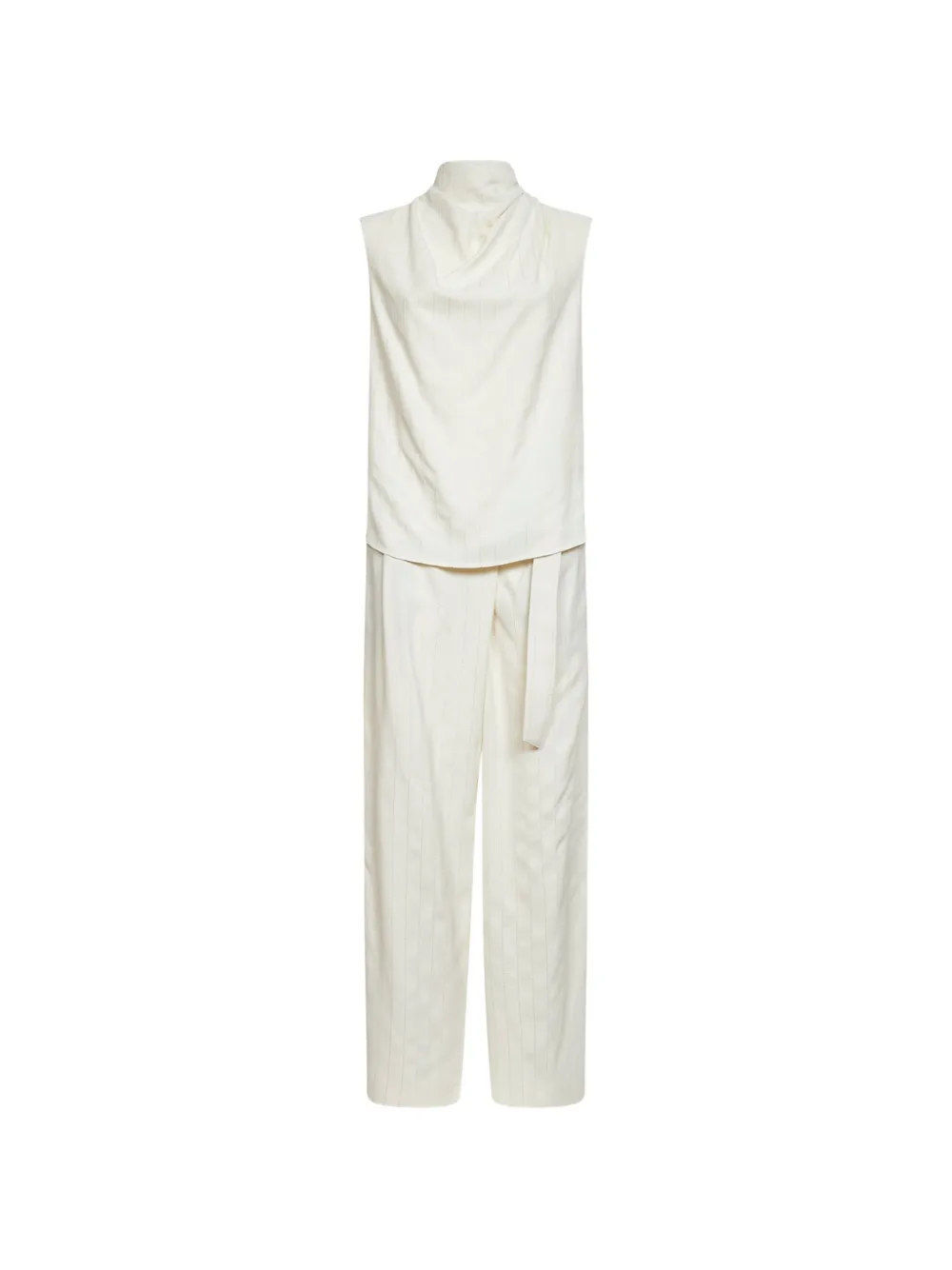Brunello Cucinelli sequin-embellished pinstriped jumpsuit - Toni neutri