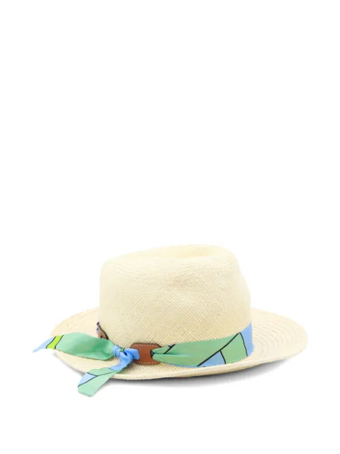 CUBA LAB scarf-detail raffia sun hat