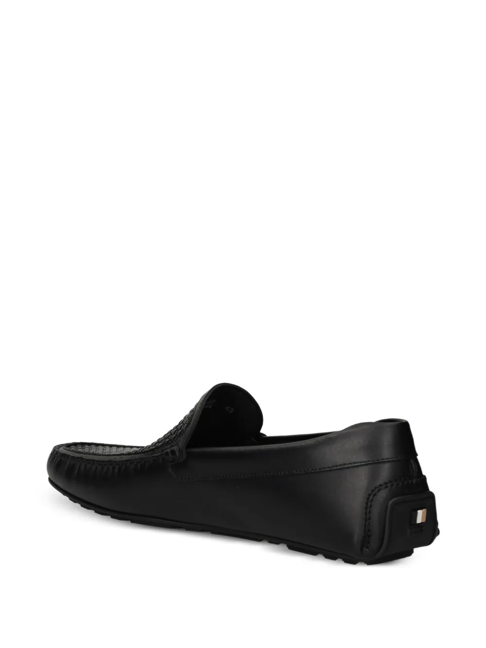 BOSS woven-panel leather loafers Zwart