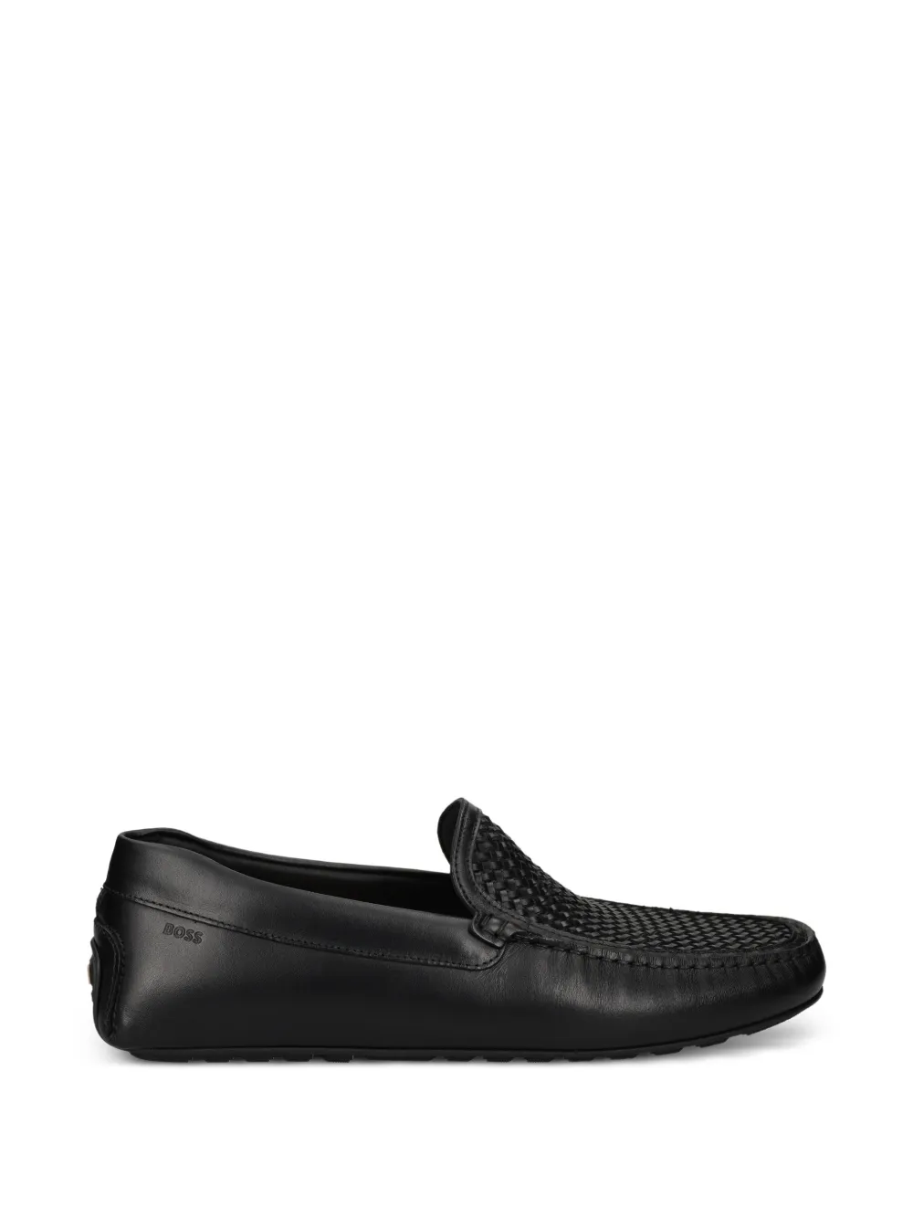 BOSS woven-panel leather loafers - Nero