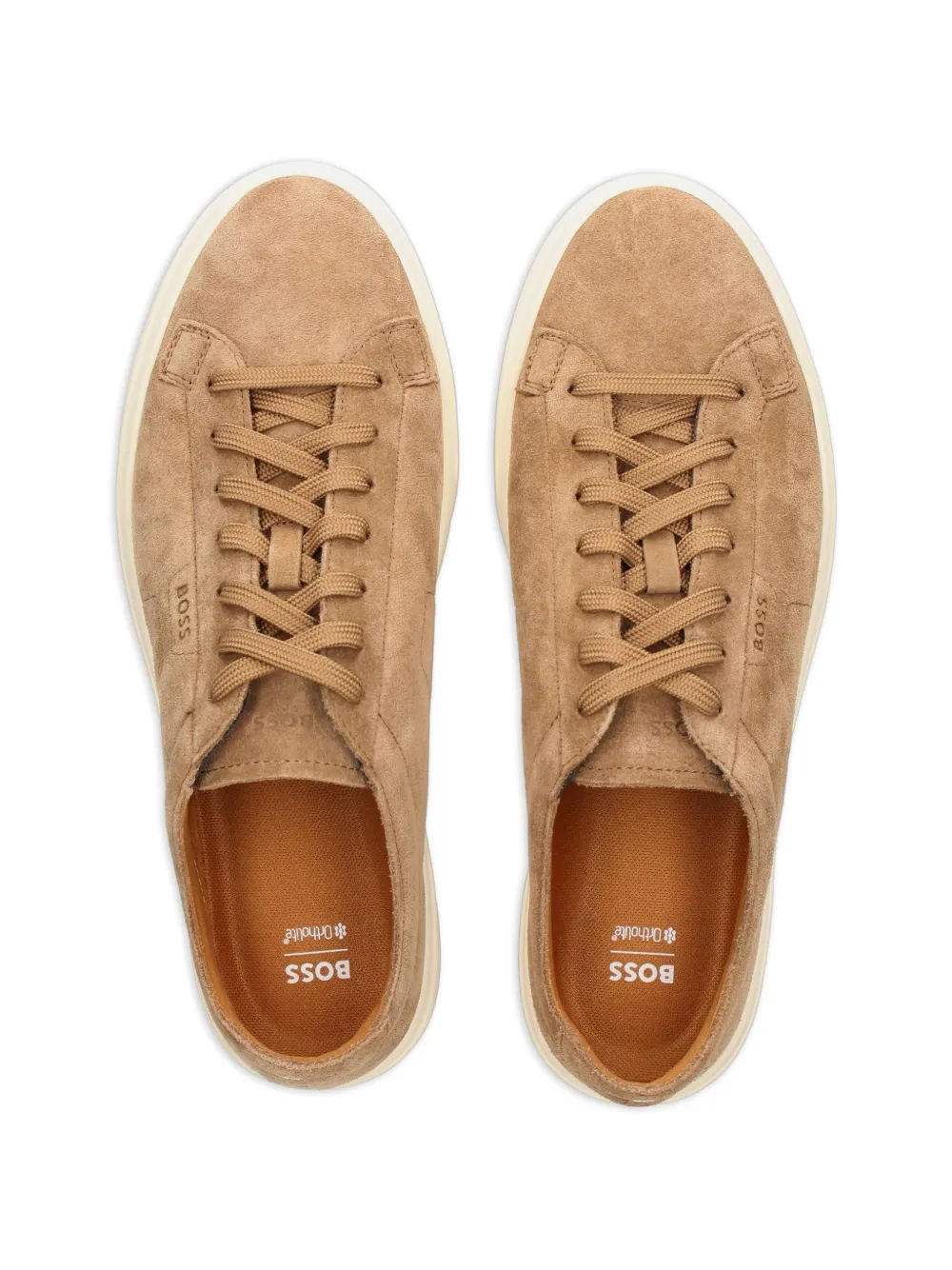 BOSS suede lace-up sneakers Beige