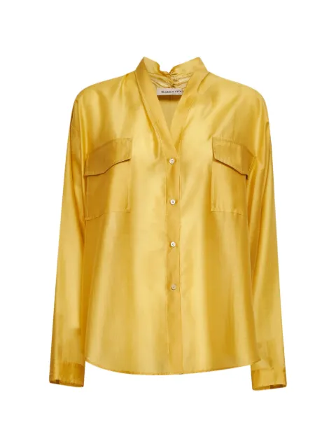 Blanca Vita pleated-back pocket-detail blouse