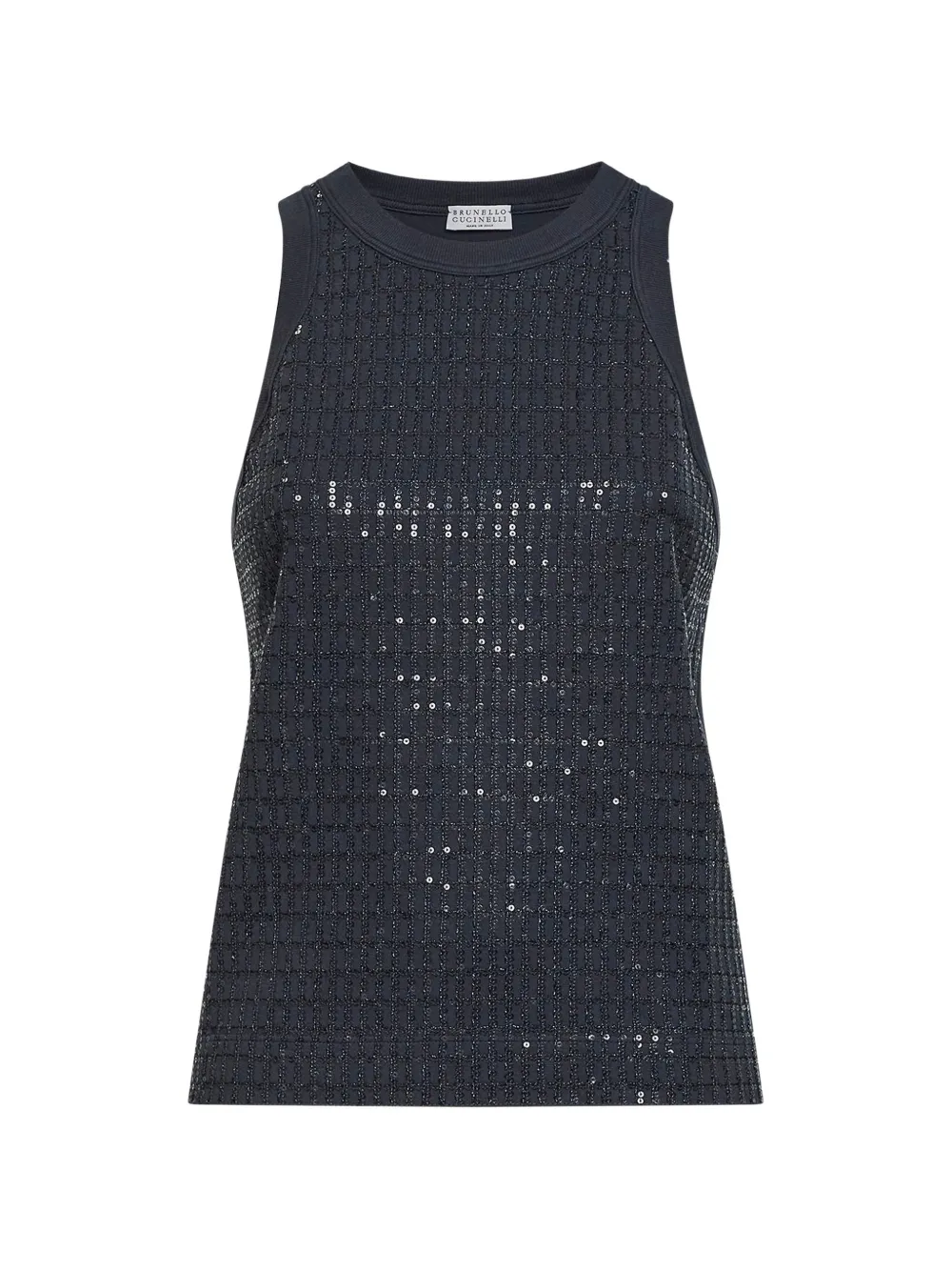 Brunello Cucinelli sequin-embroidered racerback top - Grau