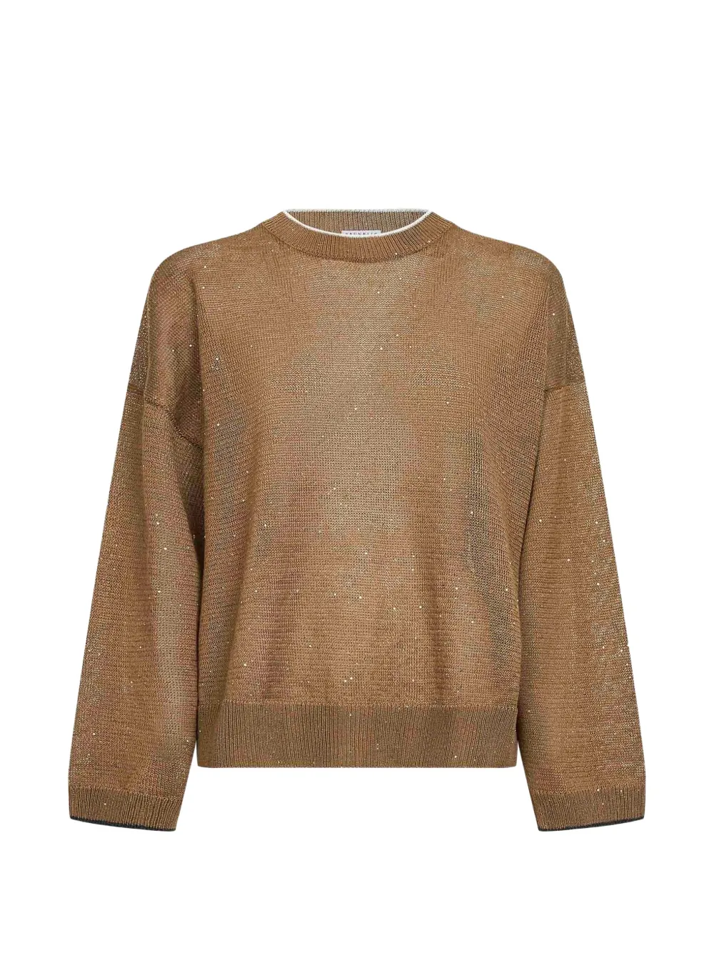 Brunello Cucinelli sequin-embellished ribbed-trim sweater - Neutrals