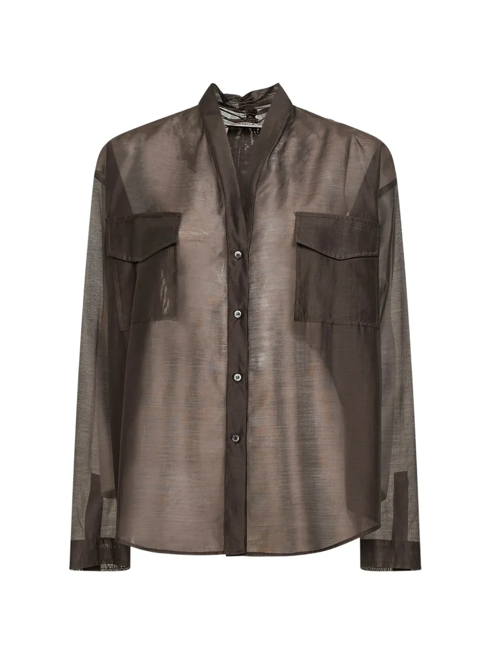 Blanca Vita sheer flap-pocket blouse - Marrone