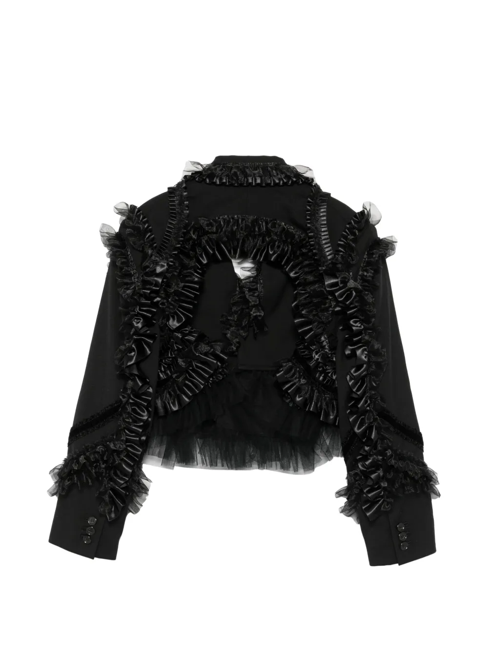 Noir Kei Ninomiya Jack met ruches en tulen afwerking Zwart