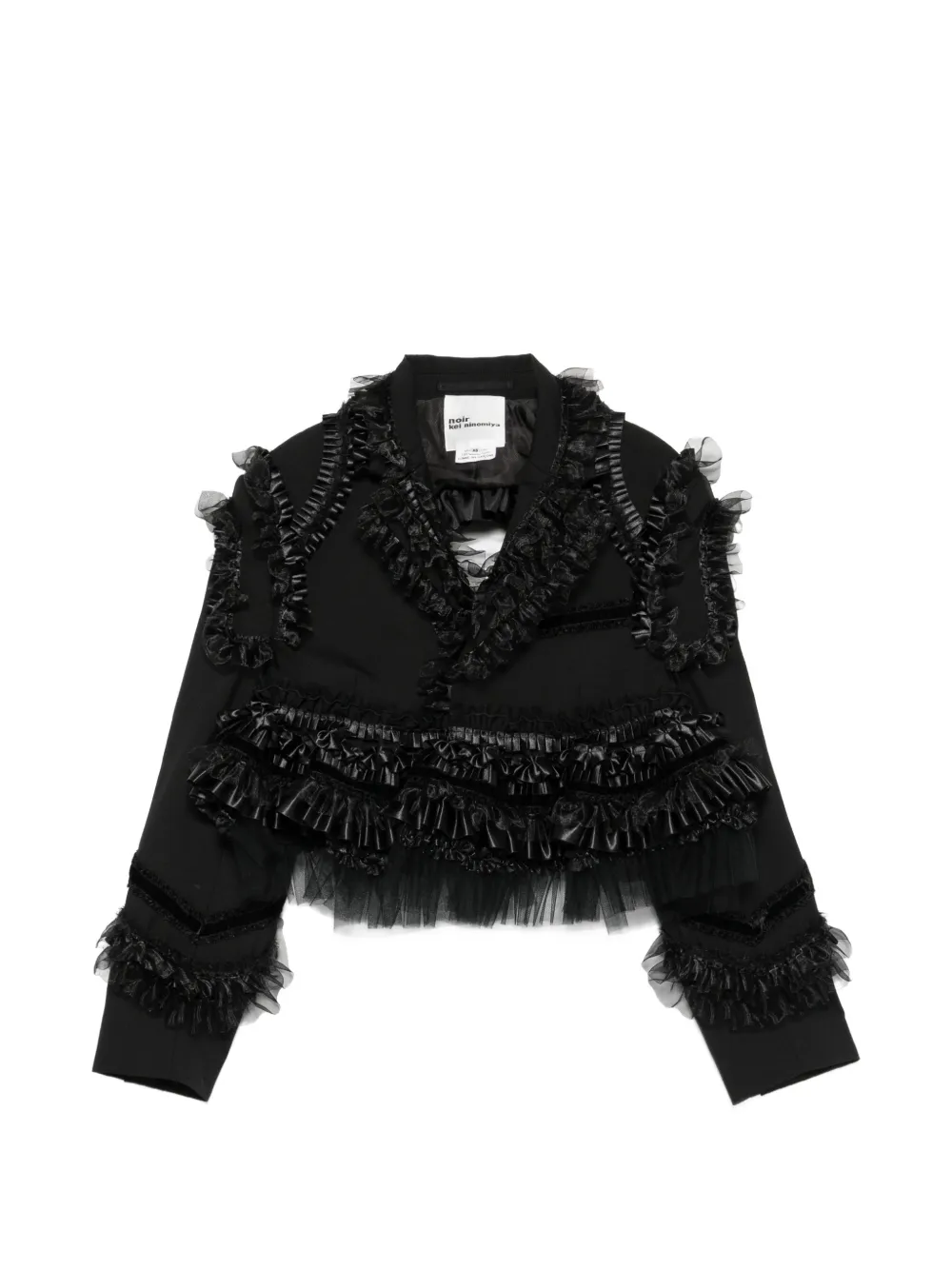 Noir Kei Ninomiya ruffled tulle-trim jacket - Schwarz
