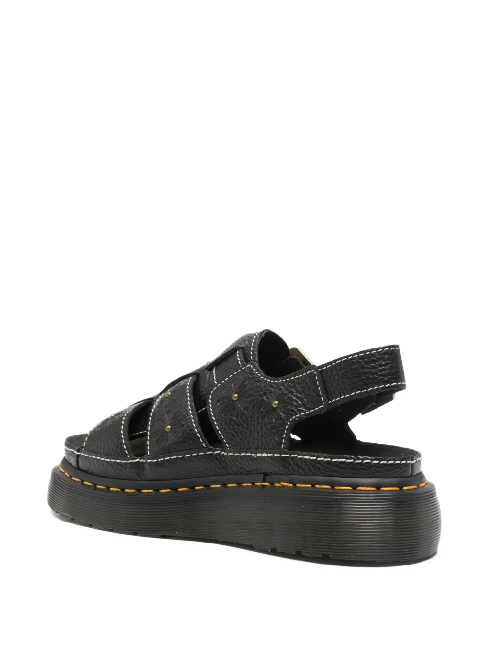 Dr. Martens Wrenlie sandalen met bloemreliëf en gesp Zwart