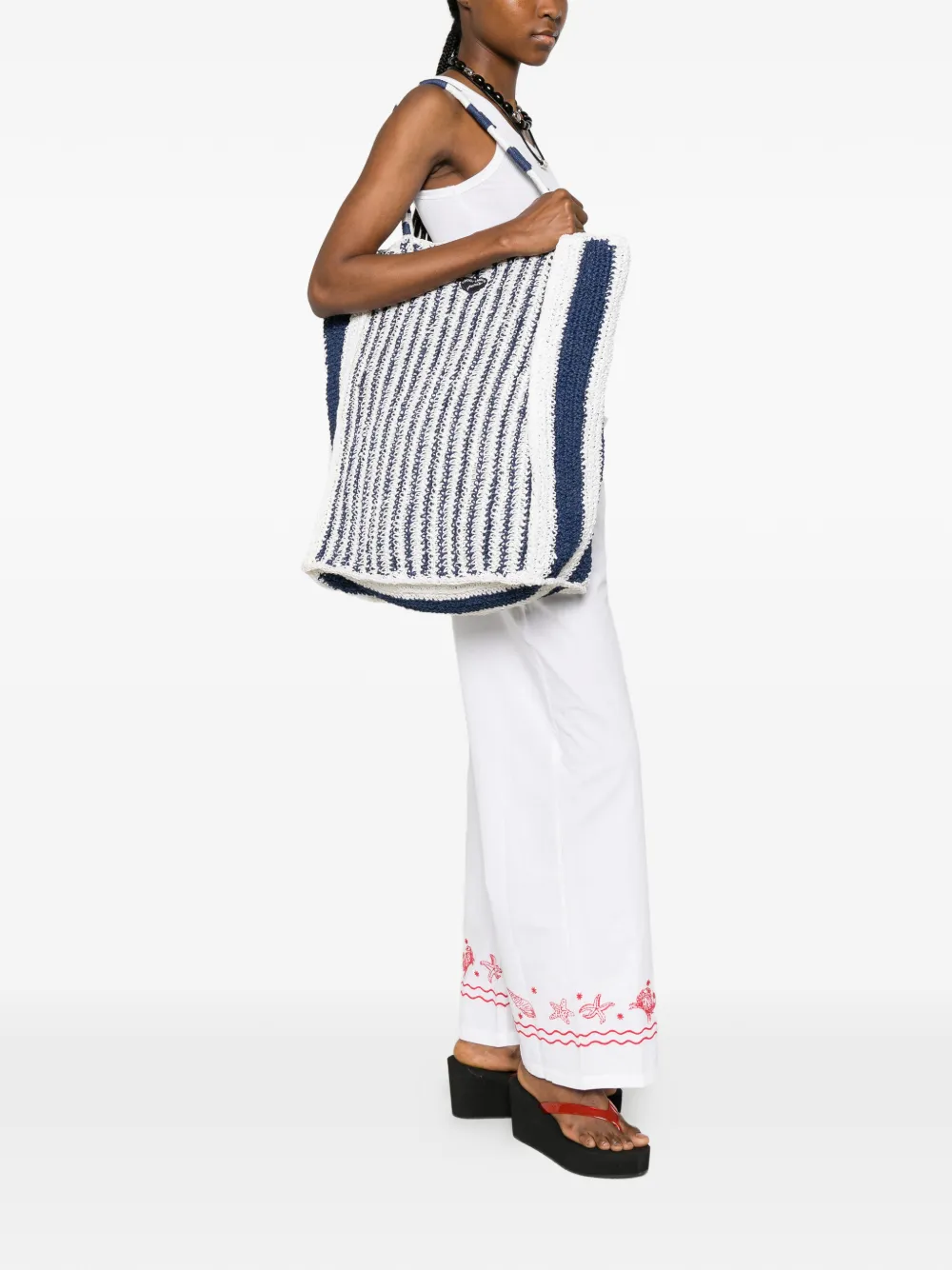  Maison Labiche Bolso Shopper Morard A Rayas - Blanco 