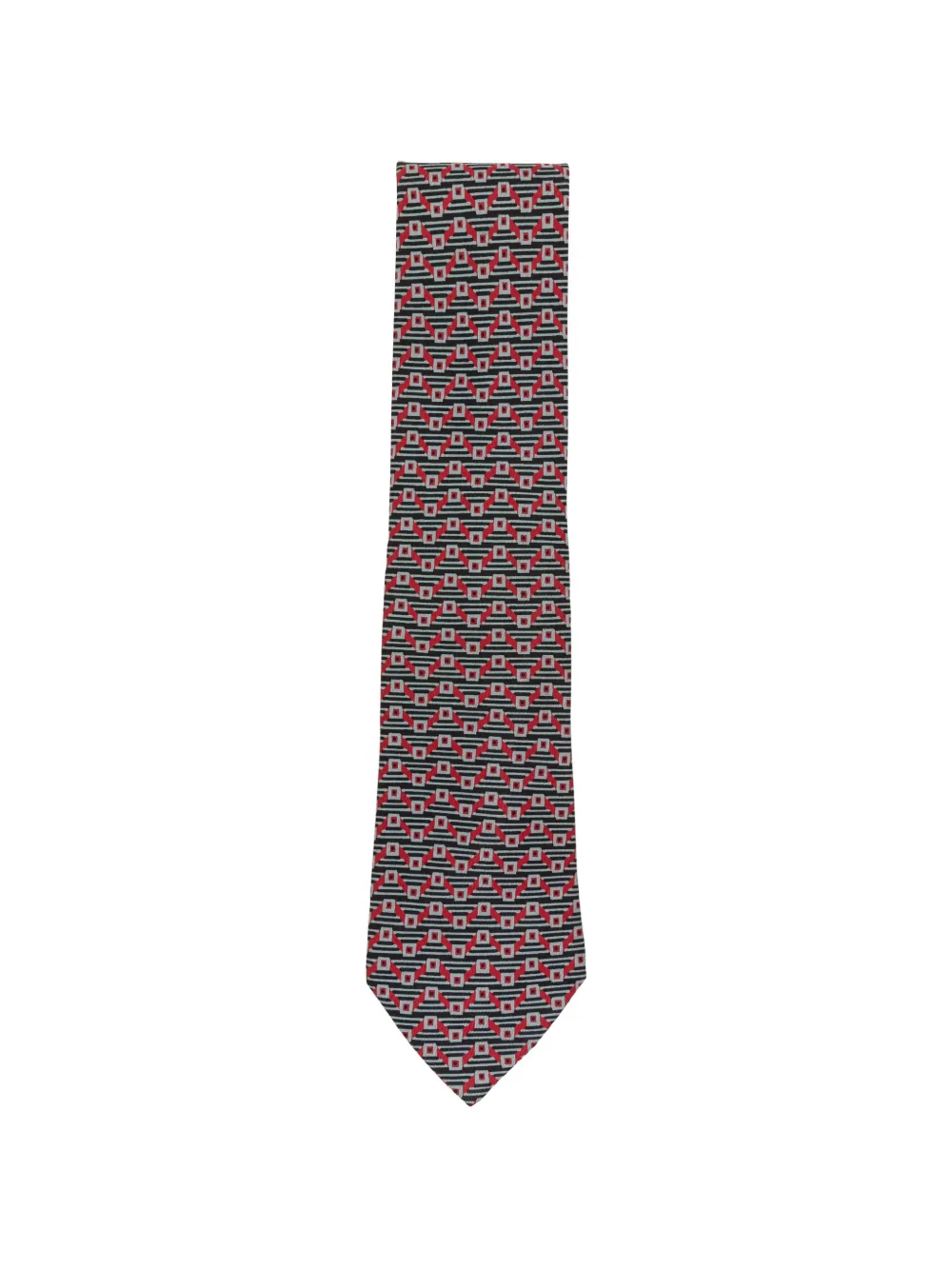 Hermès Pre-Owned 2000s geometric-print silk tie - Grigio