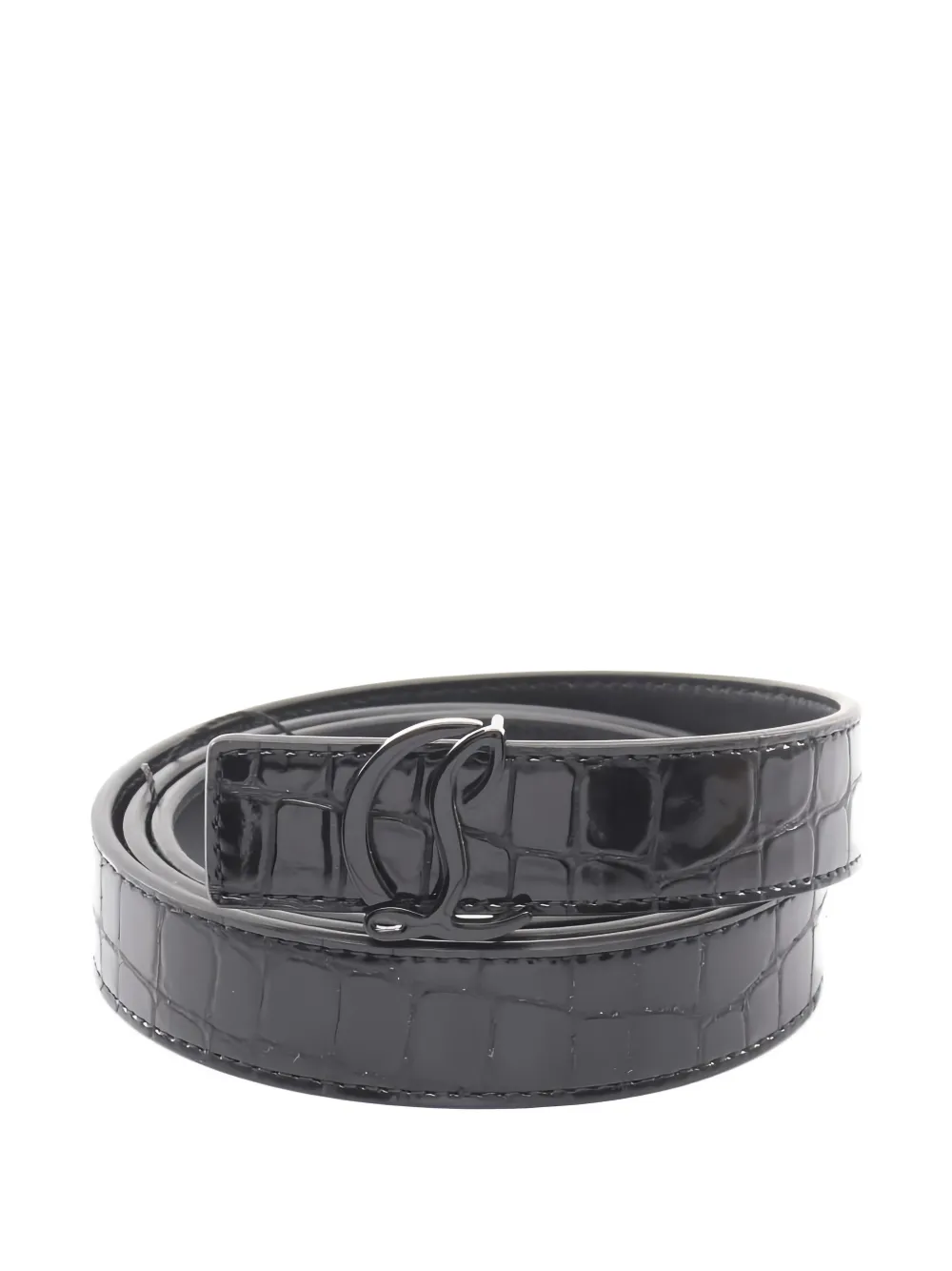 Christian Louboutin Pre-Owned CL logo croc-embossed belt - Nero
