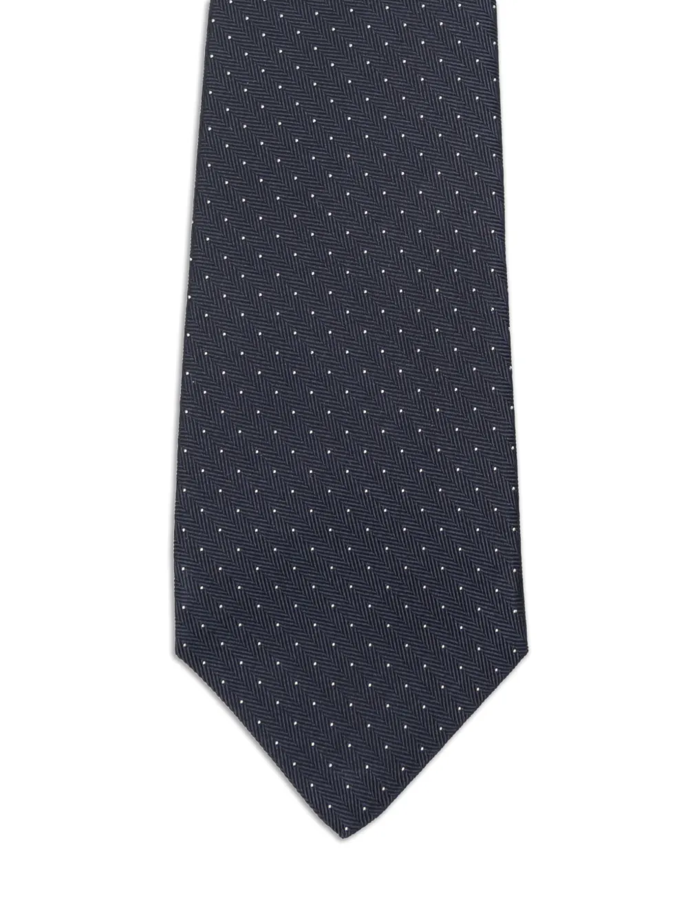 Kiton Stropdas met visgraat-patroon en stippen Blauw