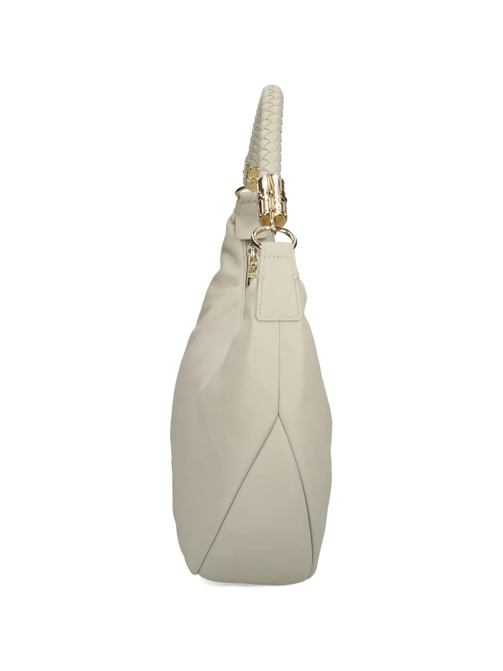 Love Moschino Schoudertas met logo-reliëf en gevlochten handgreep Beige