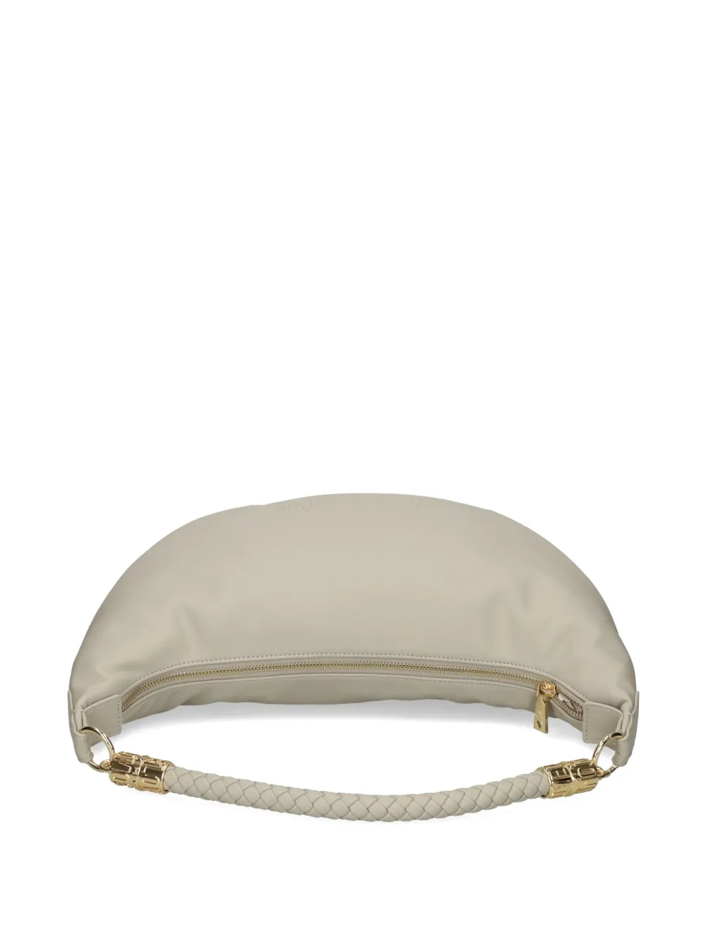 Love Moschino Schoudertas met logo-reliëf en gevlochten handgreep Beige