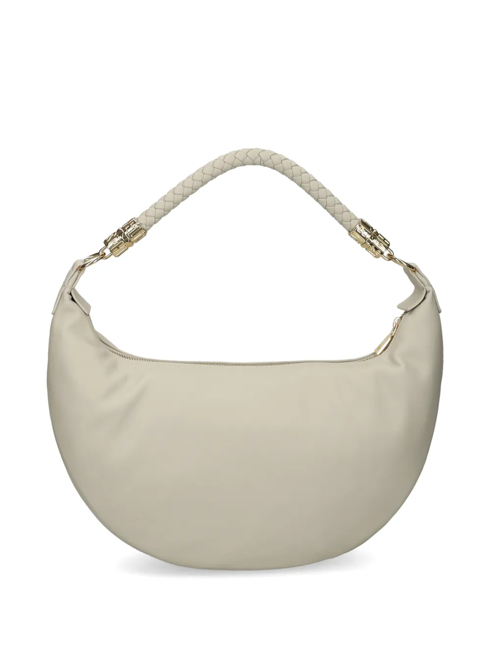 Love Moschino Schoudertas met logo-reliëf en gevlochten handgreep Beige