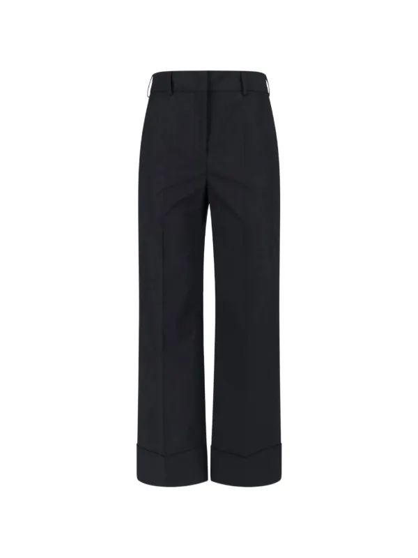 Incotex Pressed-crease Turn-up Trousers in Black