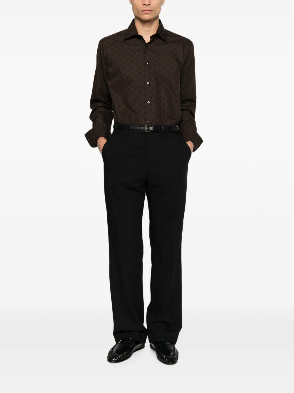 Karl Lagerfeld Overhemd met monogramprint Bruin
