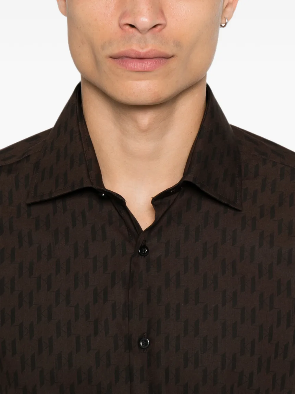 Karl Lagerfeld Overhemd met monogramprint Bruin