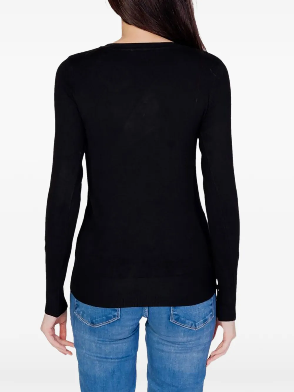 GUESS USA buttoned-cuff V-neck sweater Zwart