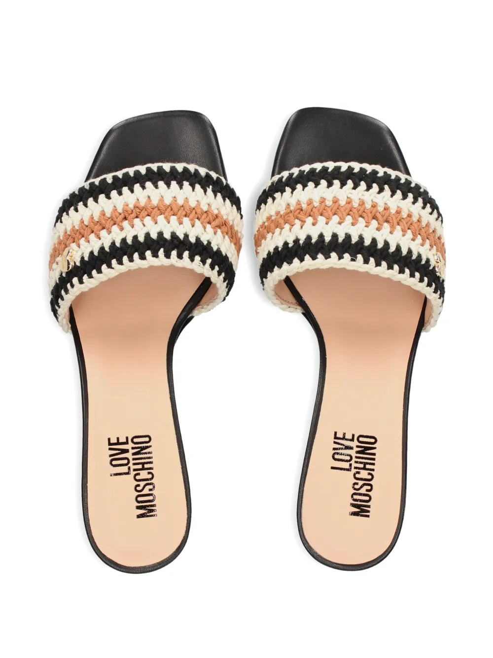 Love Moschino crochet-knit heart-motif sandals Zwart