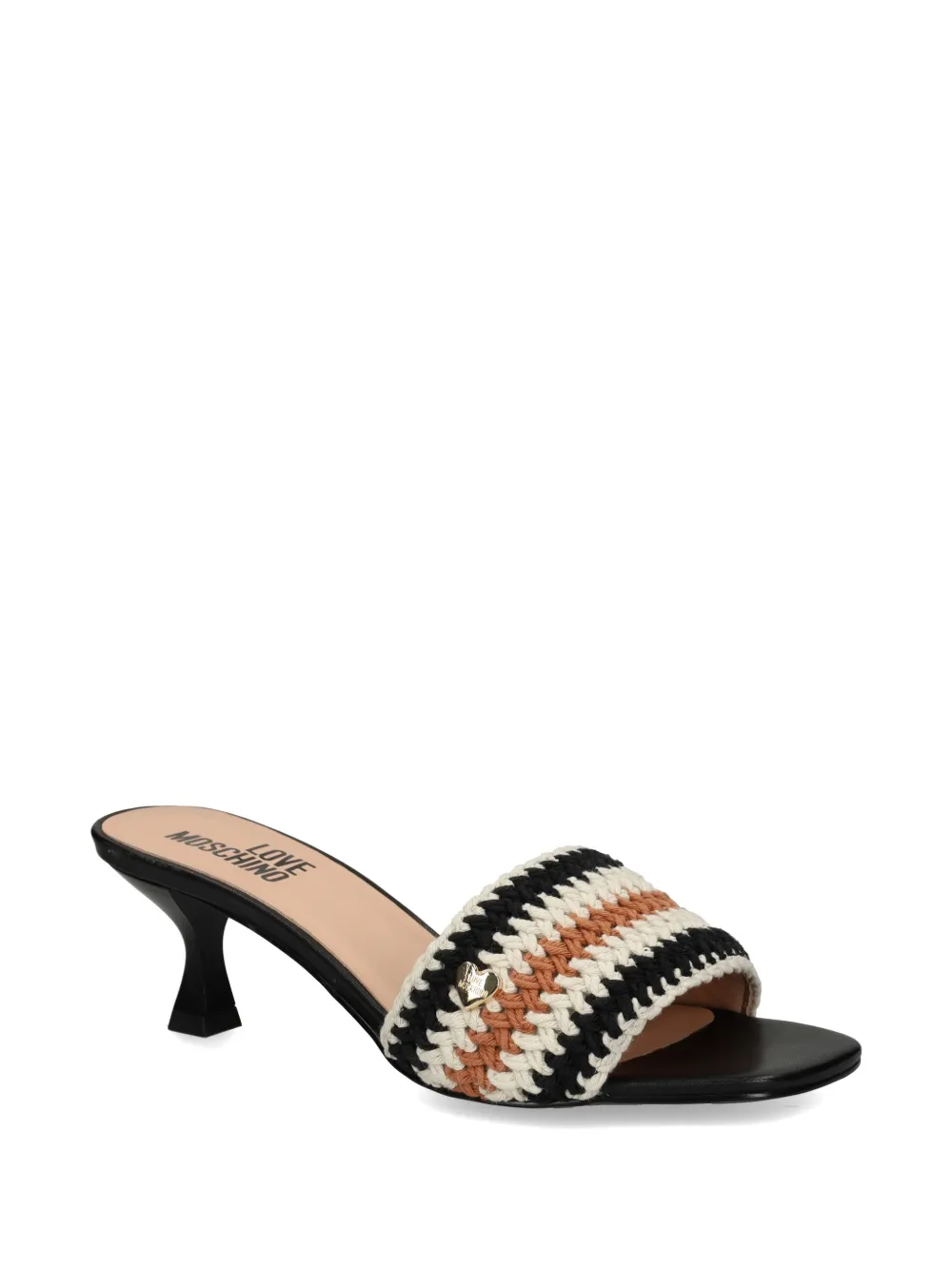 Love Moschino crochet-knit heart-motif sandals Zwart