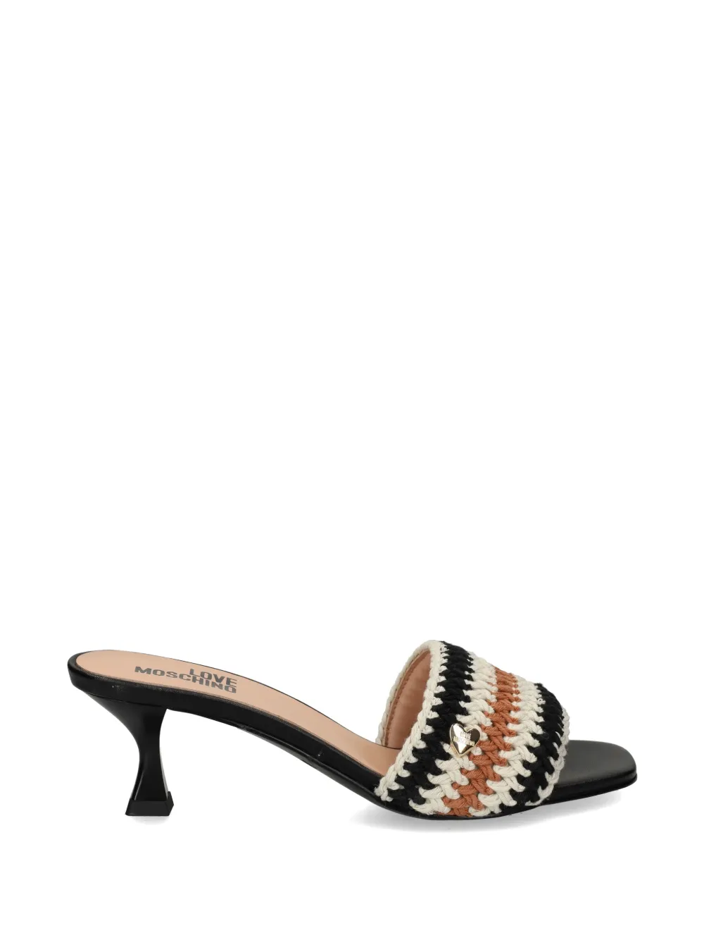 Love Moschino crochet-knit heart-motif sandals Zwart