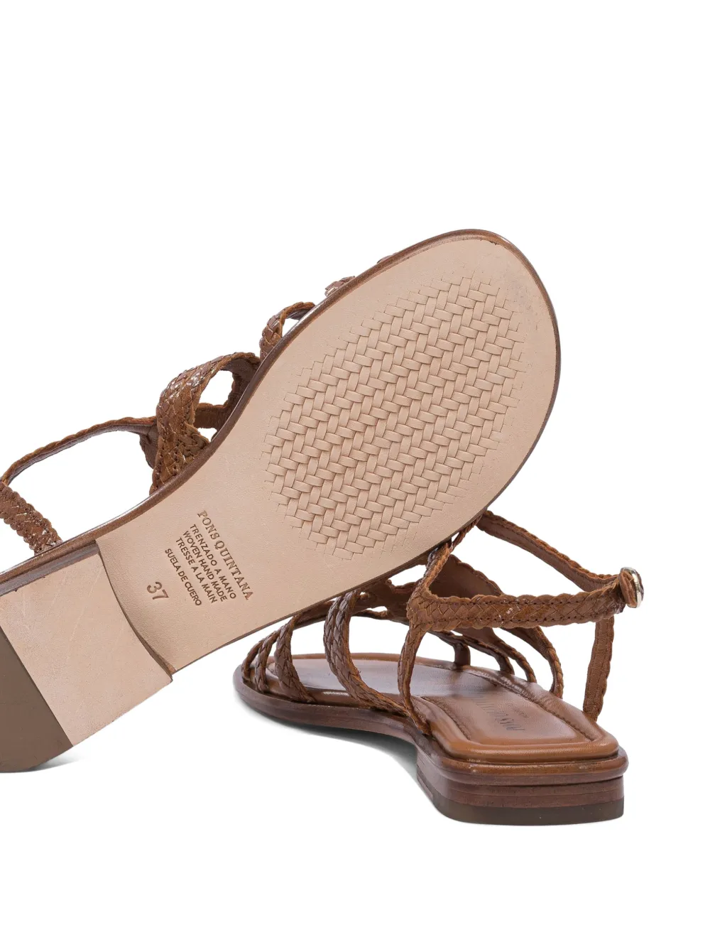 PONS QUINTANA Geweven leren sandalen Bruin