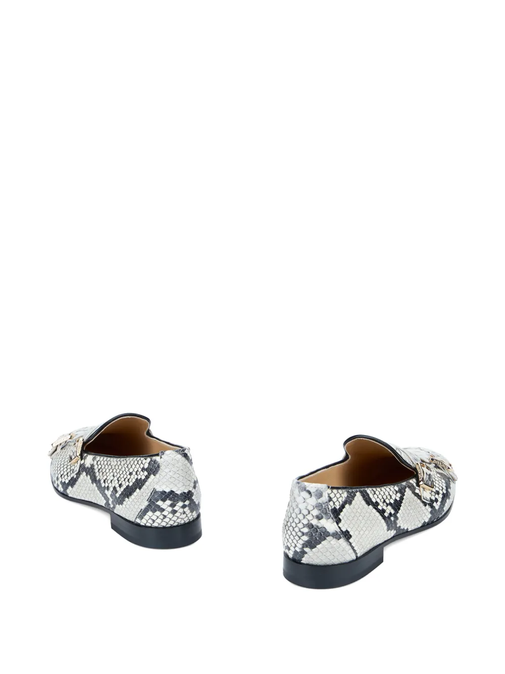 Doucal's snakeskin-effect double-buckle loafers Wit