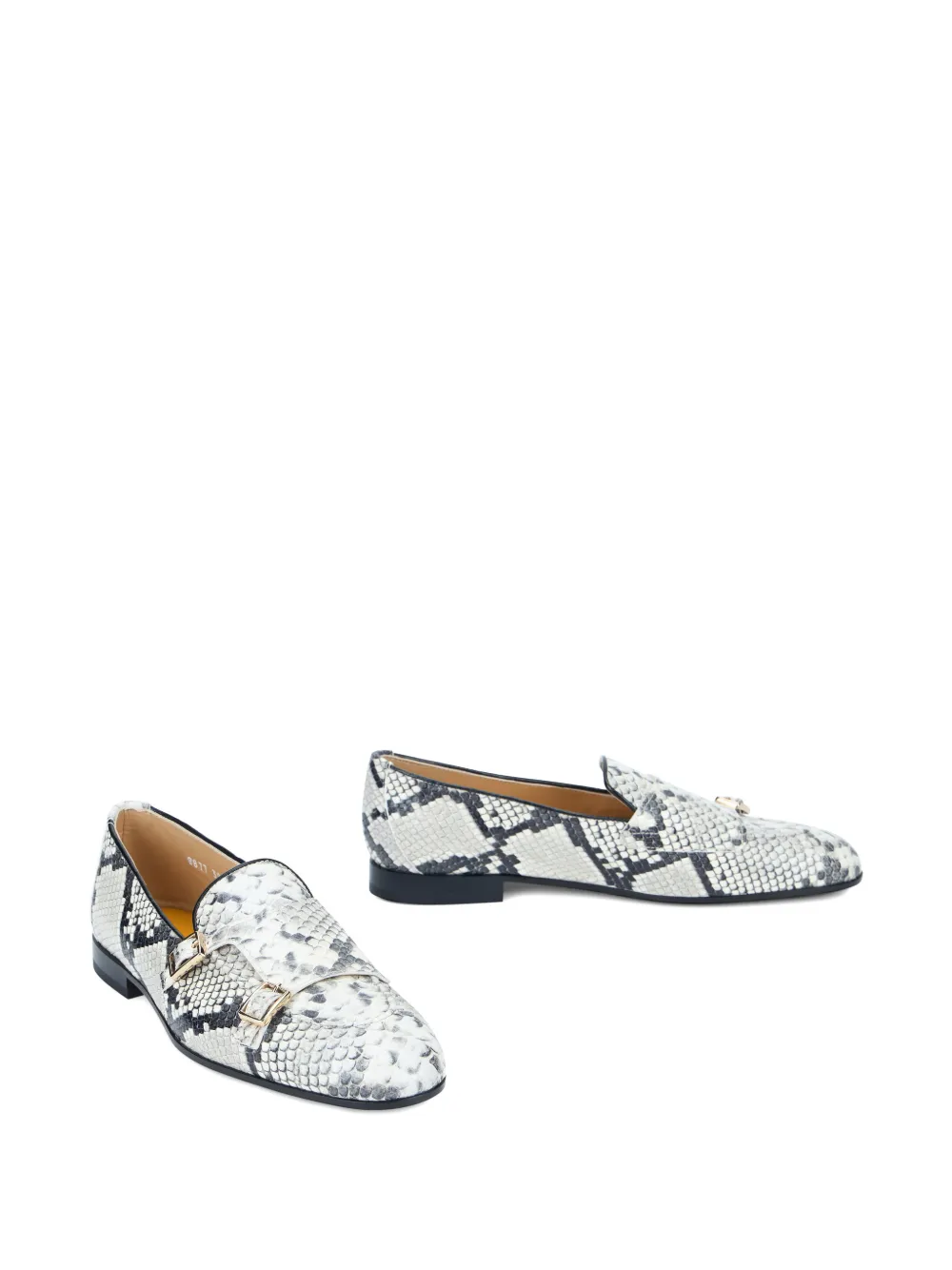 Doucal's snakeskin-effect double-buckle loafers Wit