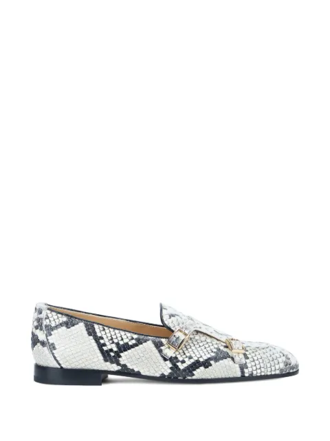 Doucal's snakeskin-effect double-buckle loafers