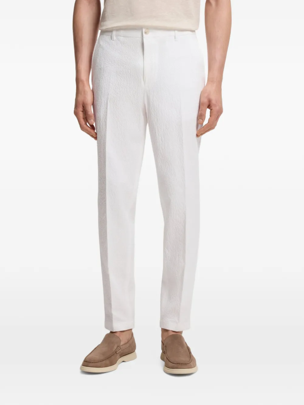 BOSS Broek met toelopende pijpen Wit
