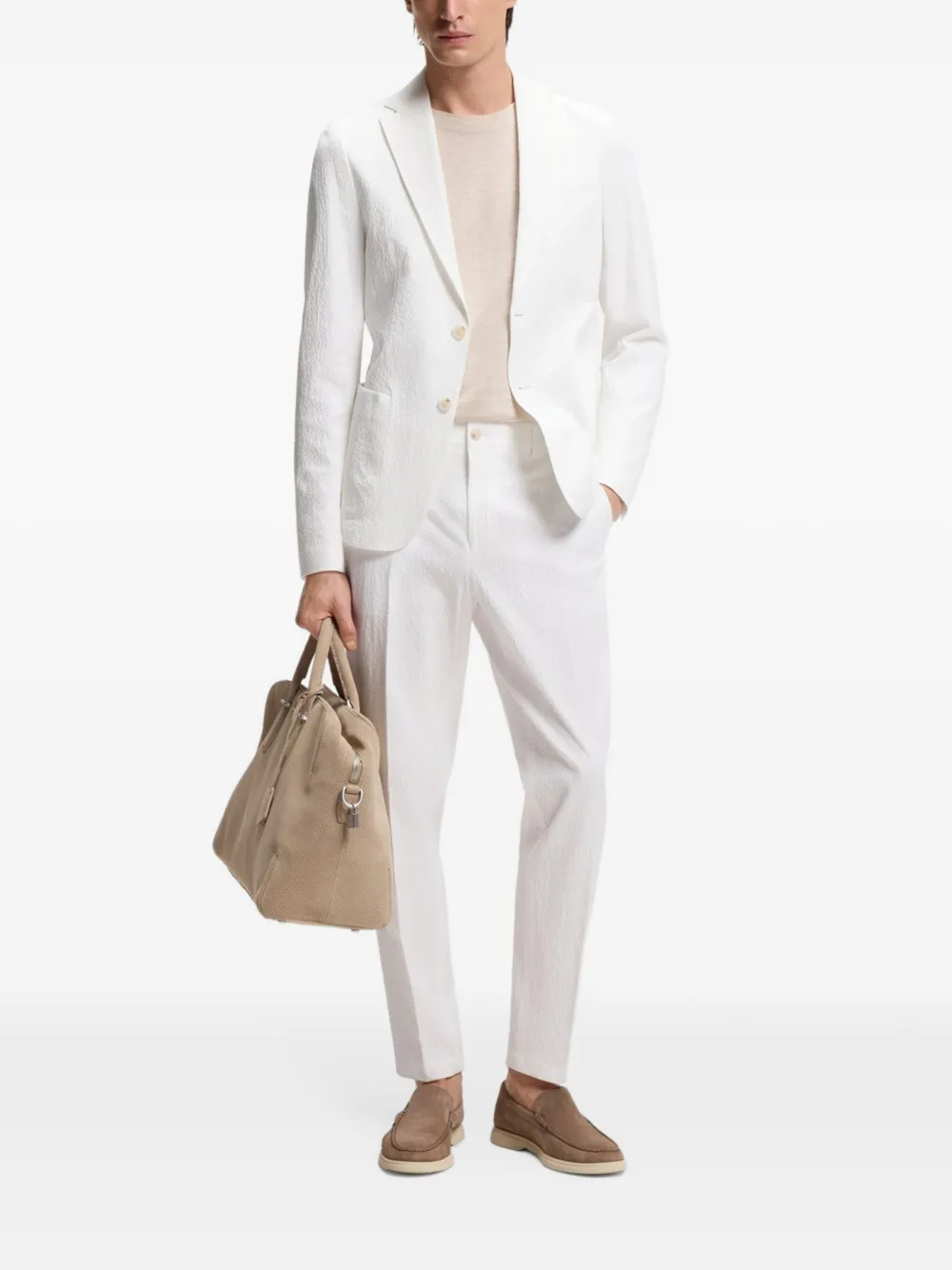 BOSS Broek met toelopende pijpen Wit