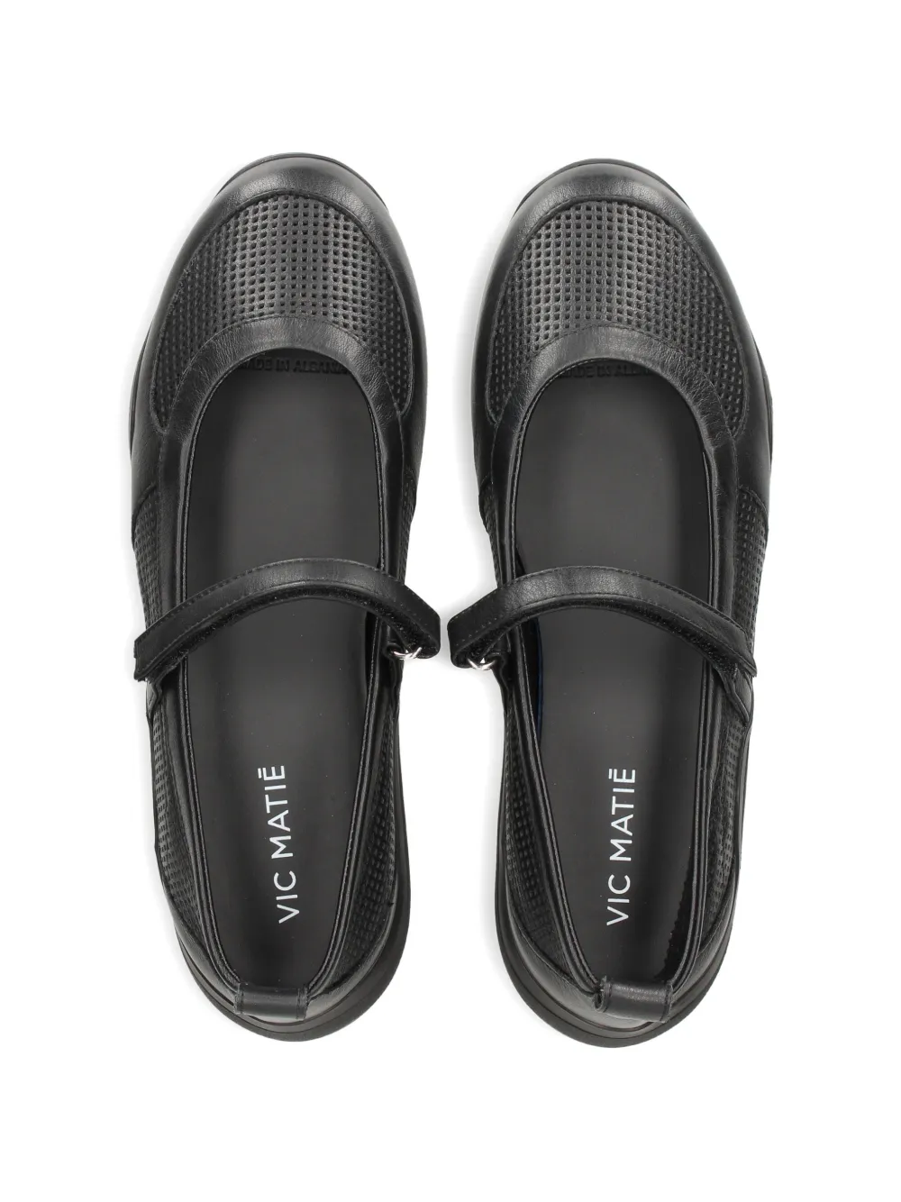 Vic Matie perforated leather ballet flats Zwart