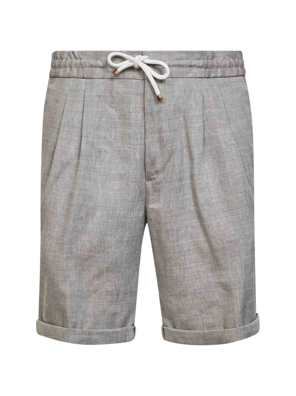 Brunello Cucinelli 셰브런 패턴 플리츠 쇼츠 | 그레이 | Image 1