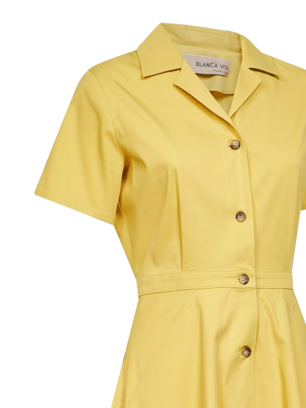 Blanca Vita Button-up jurk met bowlingkraag Geel