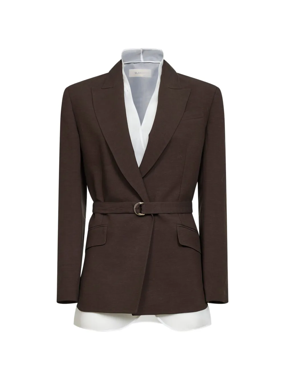 Blanca Vita belted peak-lapel blazer - Marrone