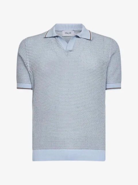D4.0 jacquard-knit cotton V-neck T-shirt