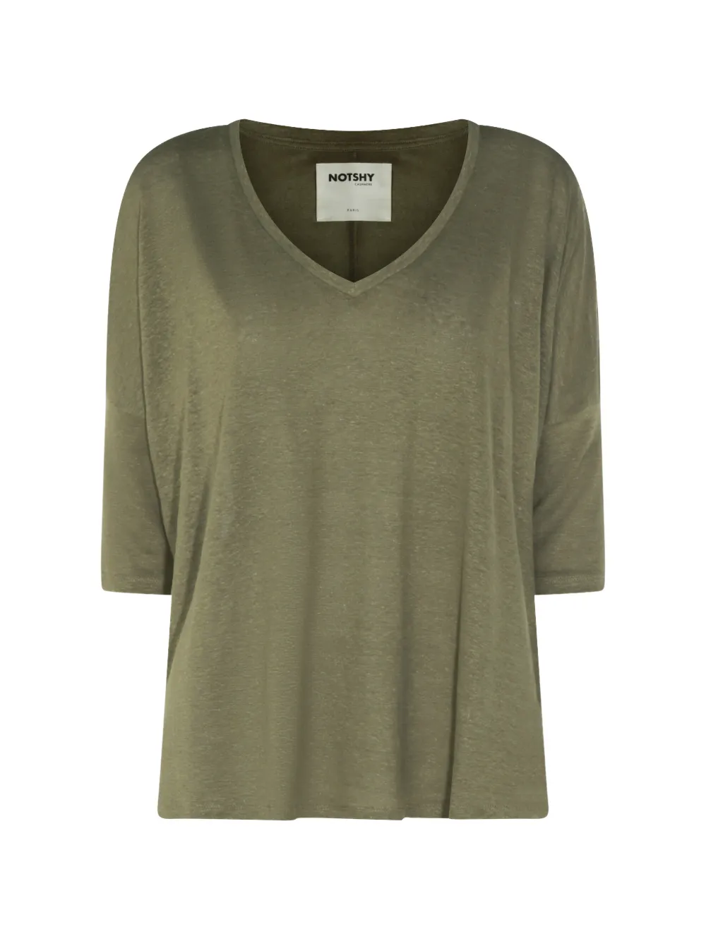 Not Shy V-neck linen T-shirt - Verde