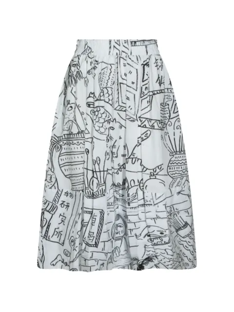 TALKING WALLS graphic-print elasticated-waist midi skirt