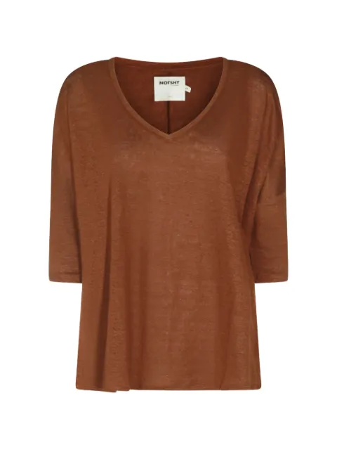 Not Shy V-neck linen T-shirt