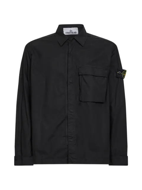 Stone Island garment-dyed logo-badge shirt