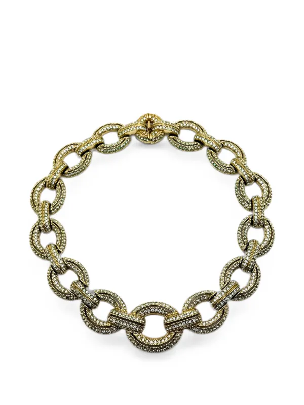 Dior Pre-owned 1980s Crystal Chain-link Necklace in Gold