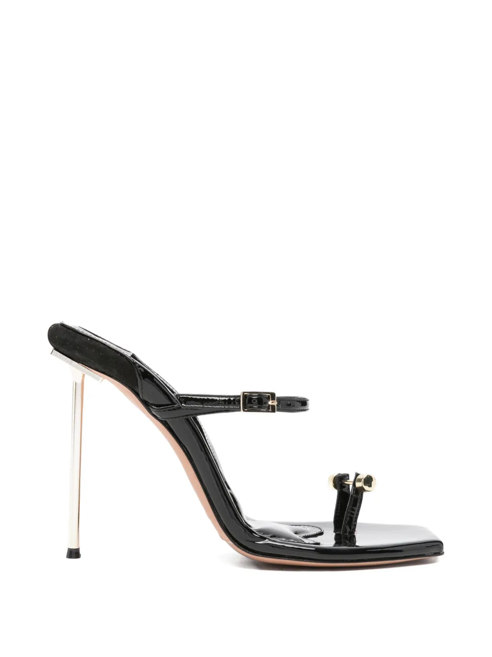 HARDOT patent-leather toe-strap sandals - Black