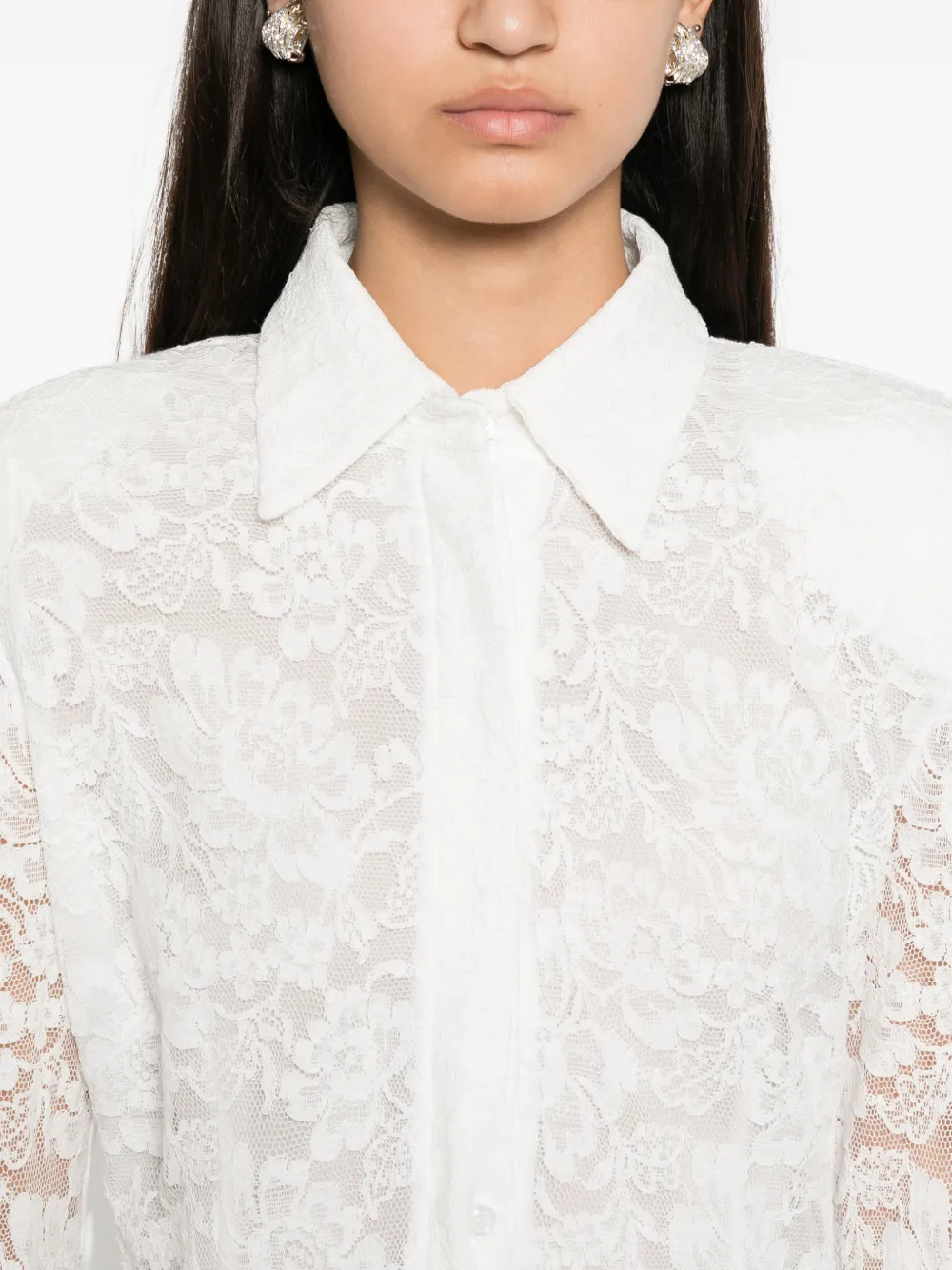 Rowen Rose Midi-jurk met overslag van kant Wit