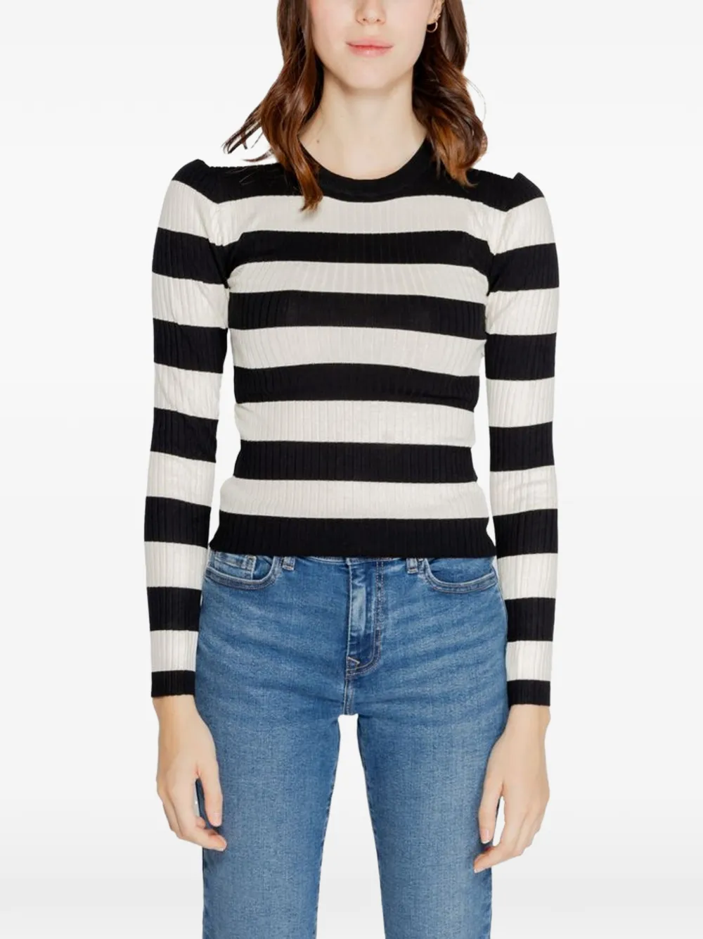 Jacqueline De Yong rib-knit striped sweater - Nero