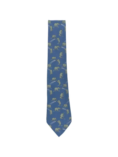 Hermès Pre-Owned 2000s elephant-print silk tie