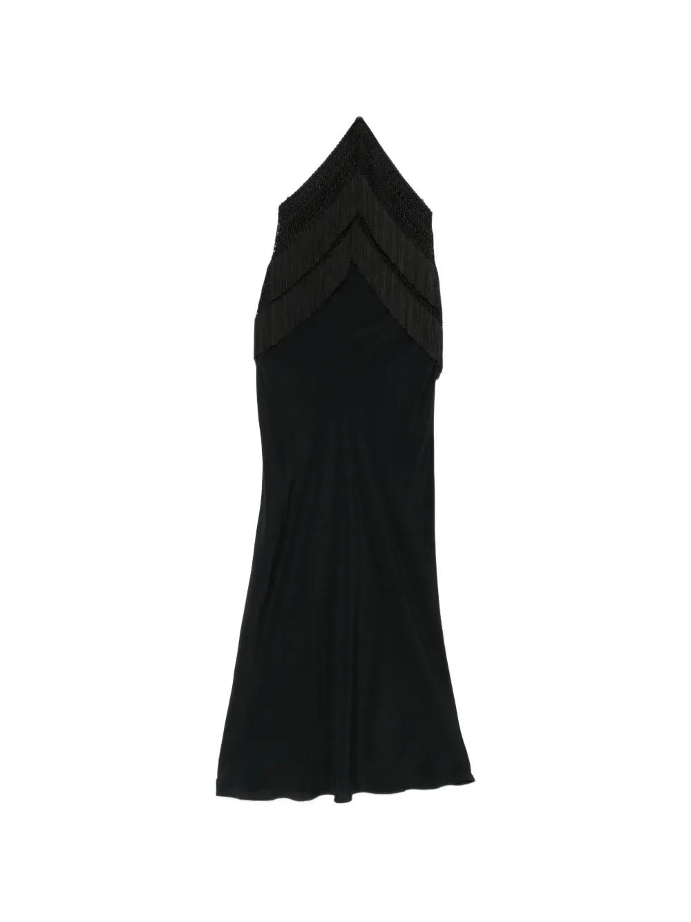 THE ANDAMANE Reina fringe-trimmed halterneck dress - Schwarz
