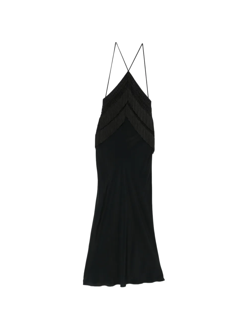 THE ANDAMANE Reina fringe-trimmed halterneck dress - Schwarz