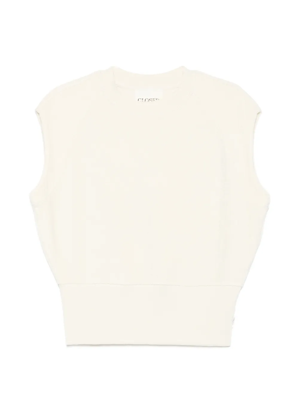 Closed ribbed-trim vest - Nude